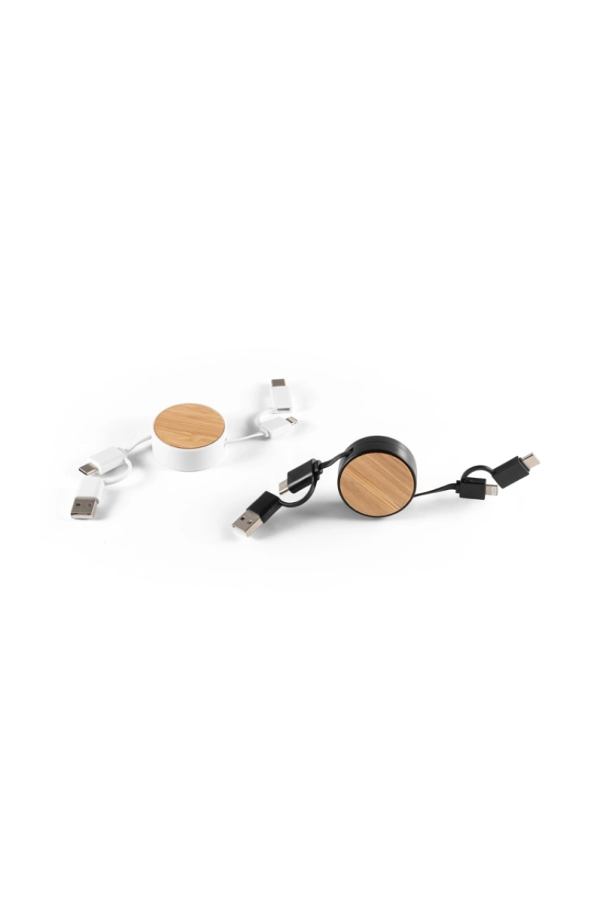 RUBINS. Câble rétractable 5 en 1 en ABS et bambou