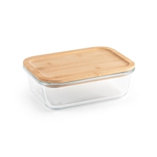 PORTOBELLO. Lunch Box. Boîte hermétique en verre borosilicaté et couvercle en bambou 1000 mL