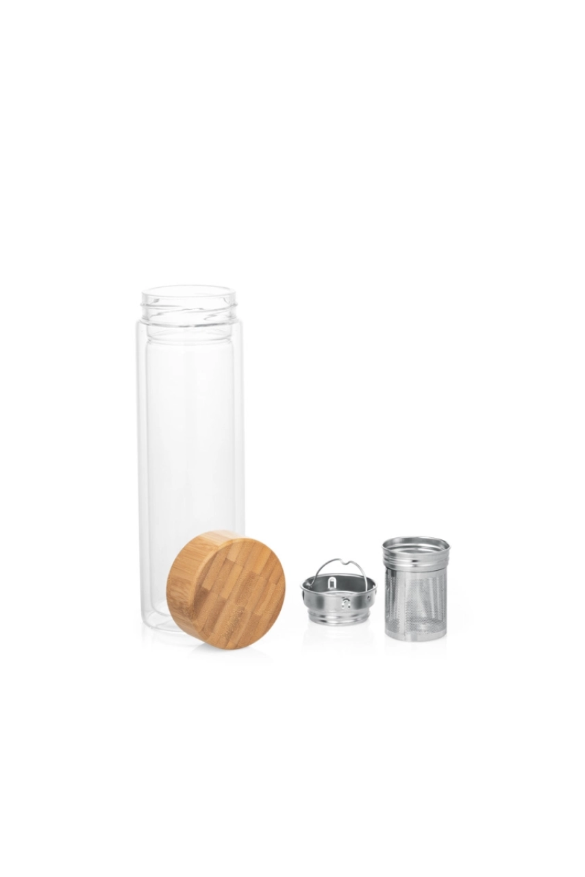 MAKAROVA. Bouteille avec infuseur 490mL en verre borosilicate