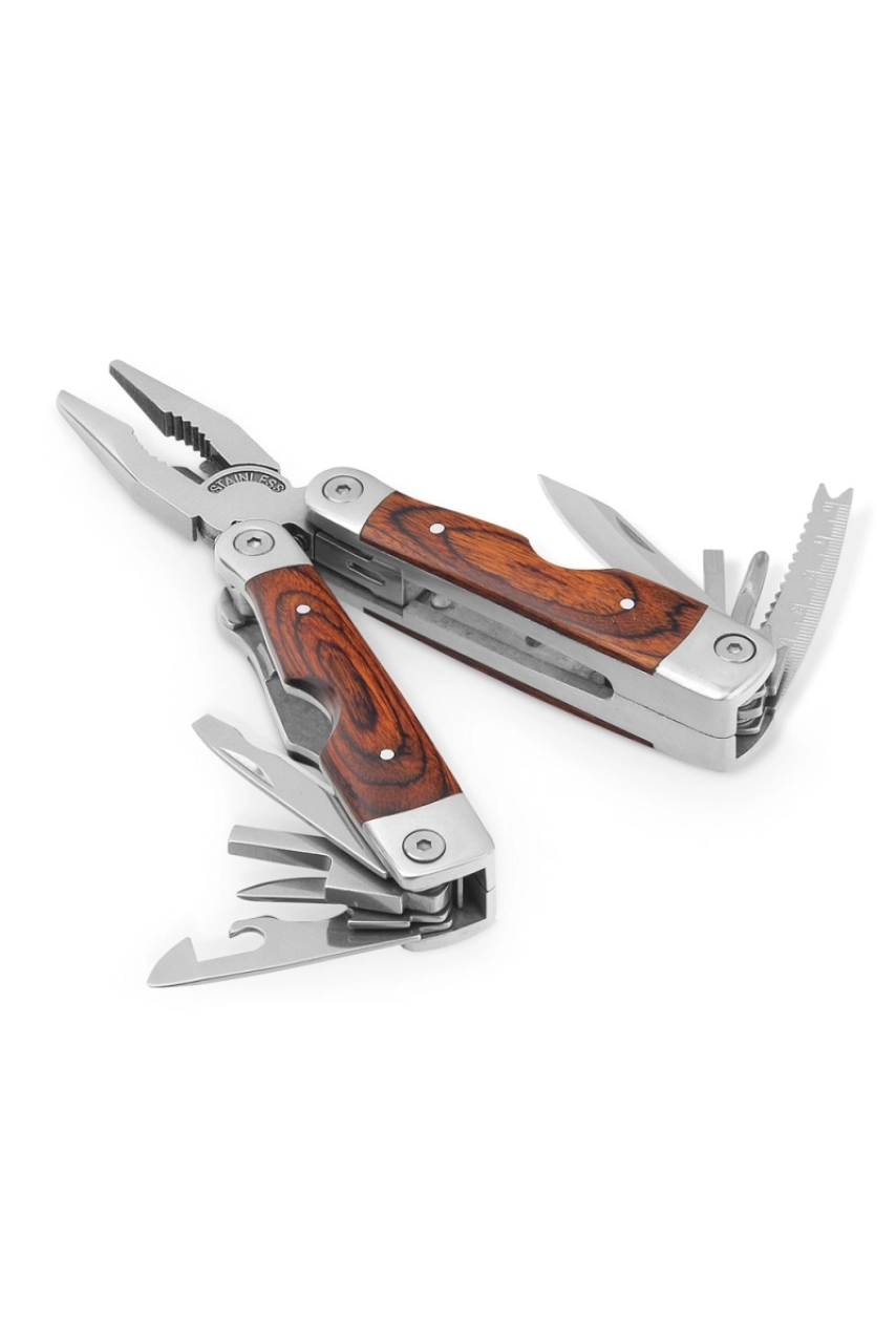 MAGNUM. Pince pliante multifonctions en acier inoxydable et en bois