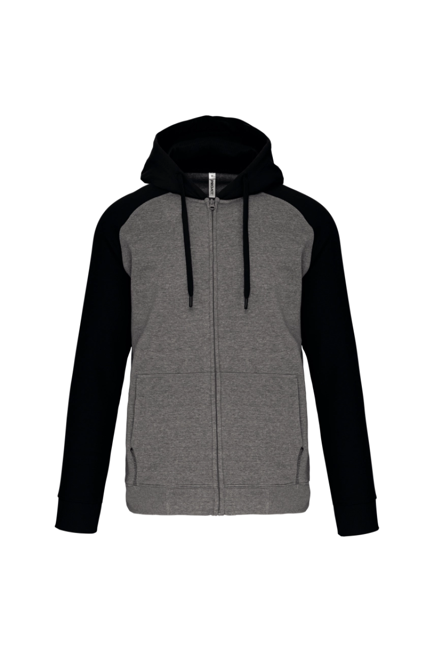 Veste molleton zippée capuche bicolore unisexe