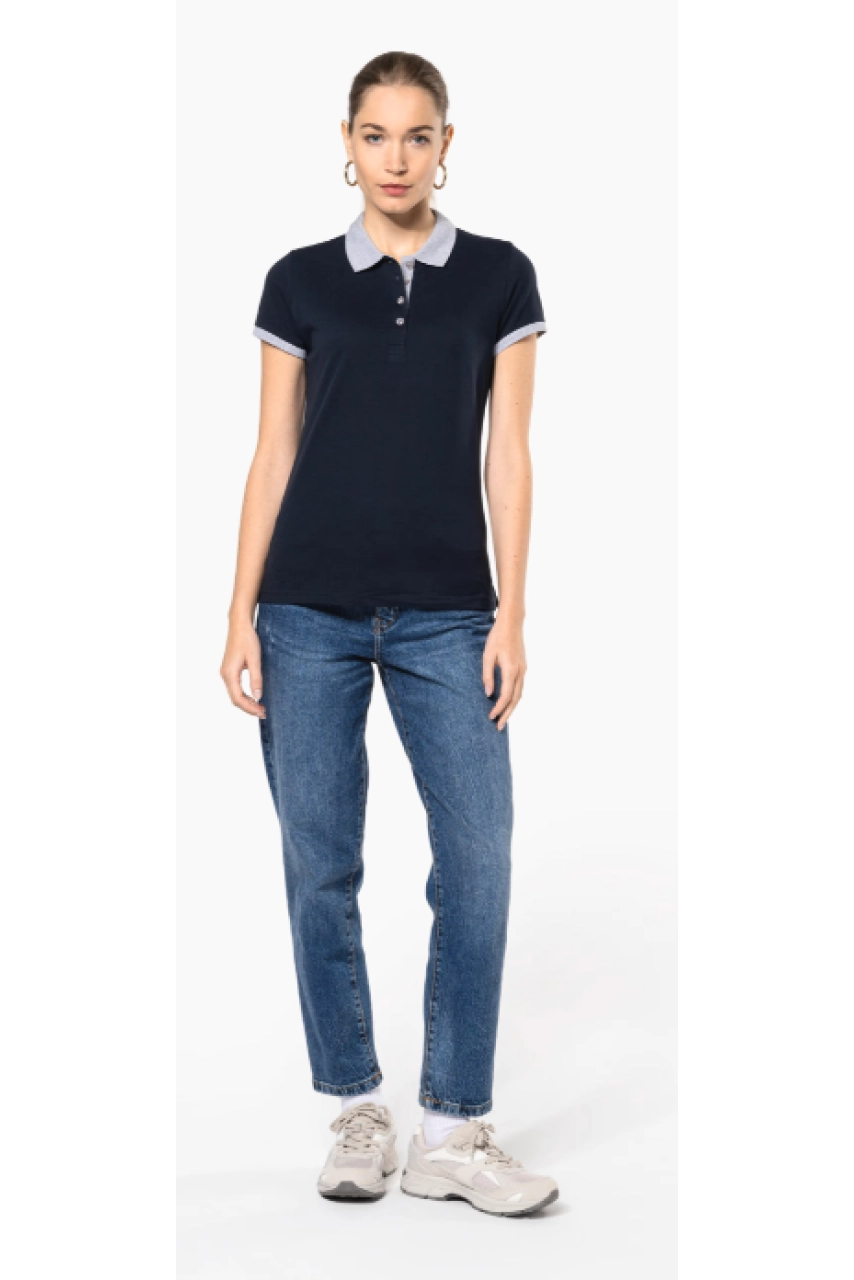 Polo piqué bicolore femme