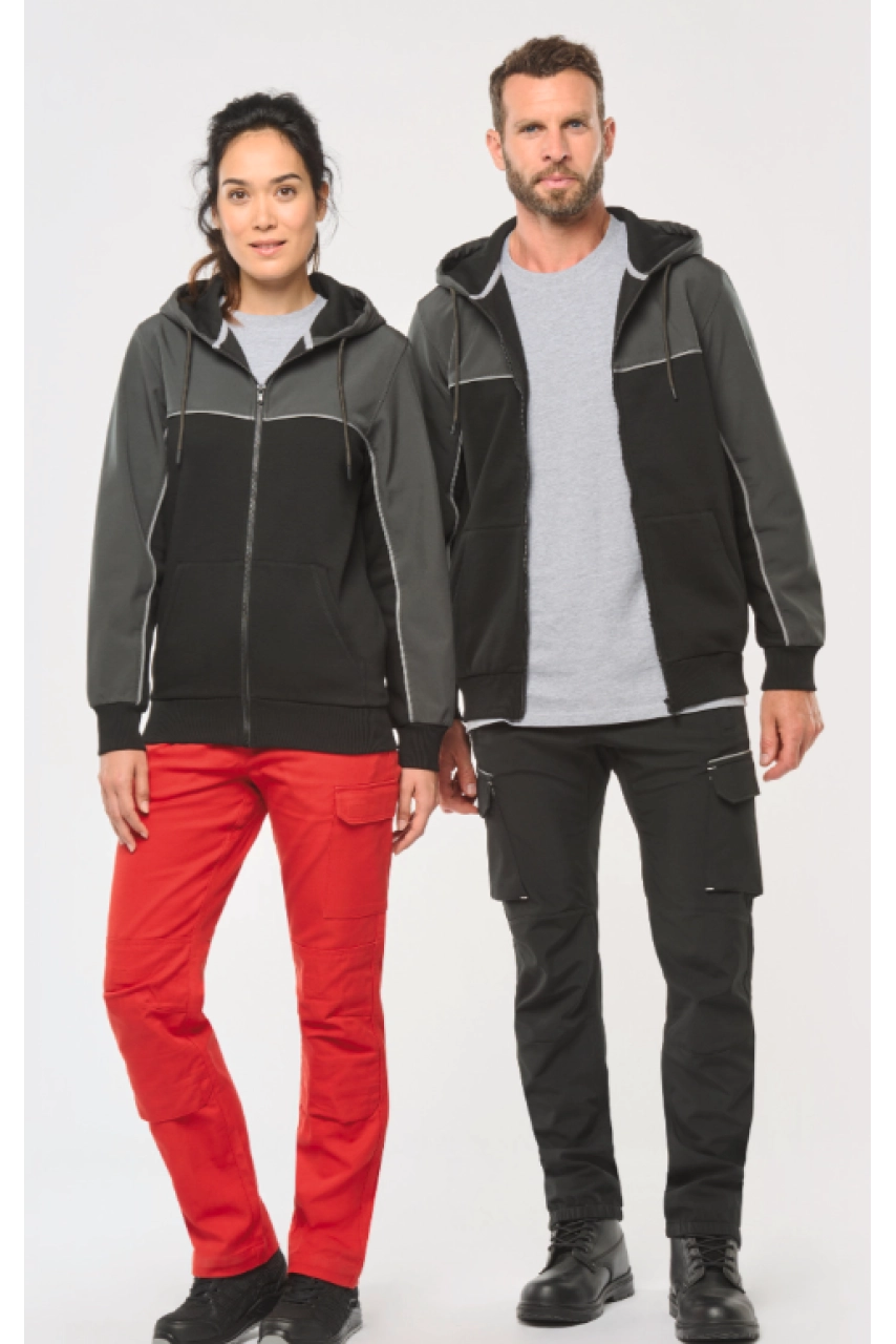 Veste molleton bicolore zippée à capuche écoresponsable unisexe