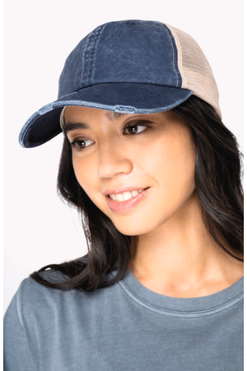 Casquette trucker écoresponsable  effet déchiré unisexe