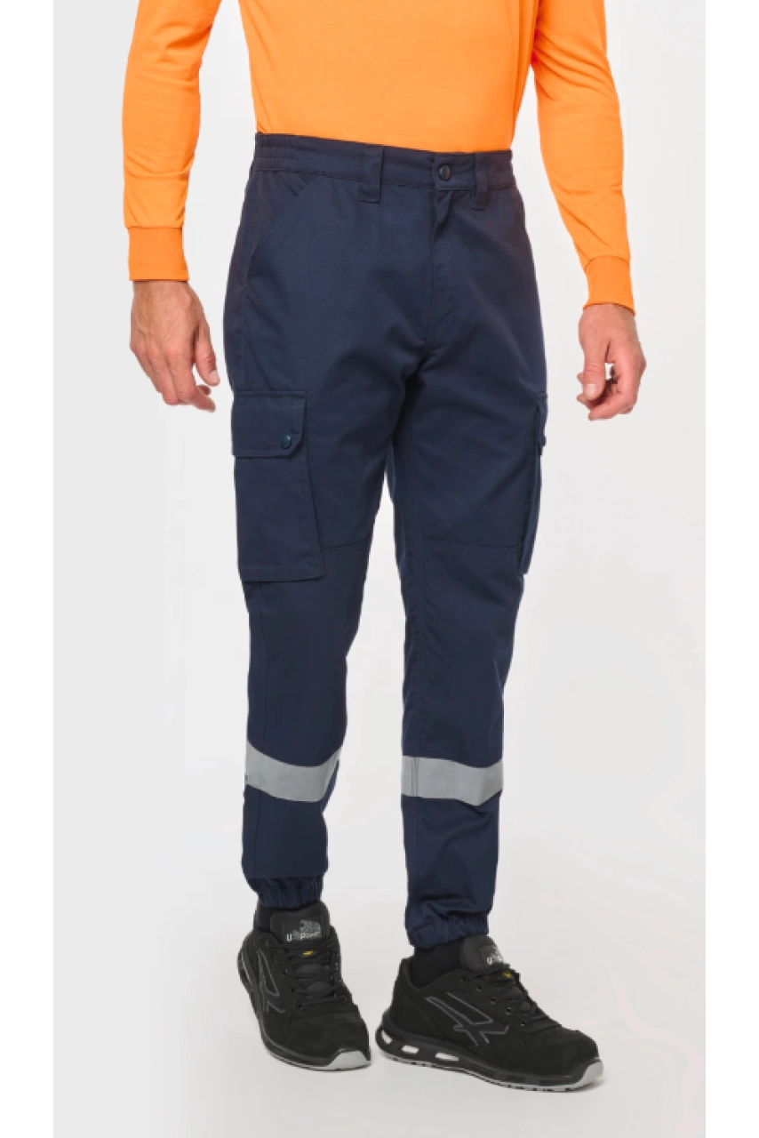 Pantalon cargo unisexe avec bas élastiqué et bande réfléchissante