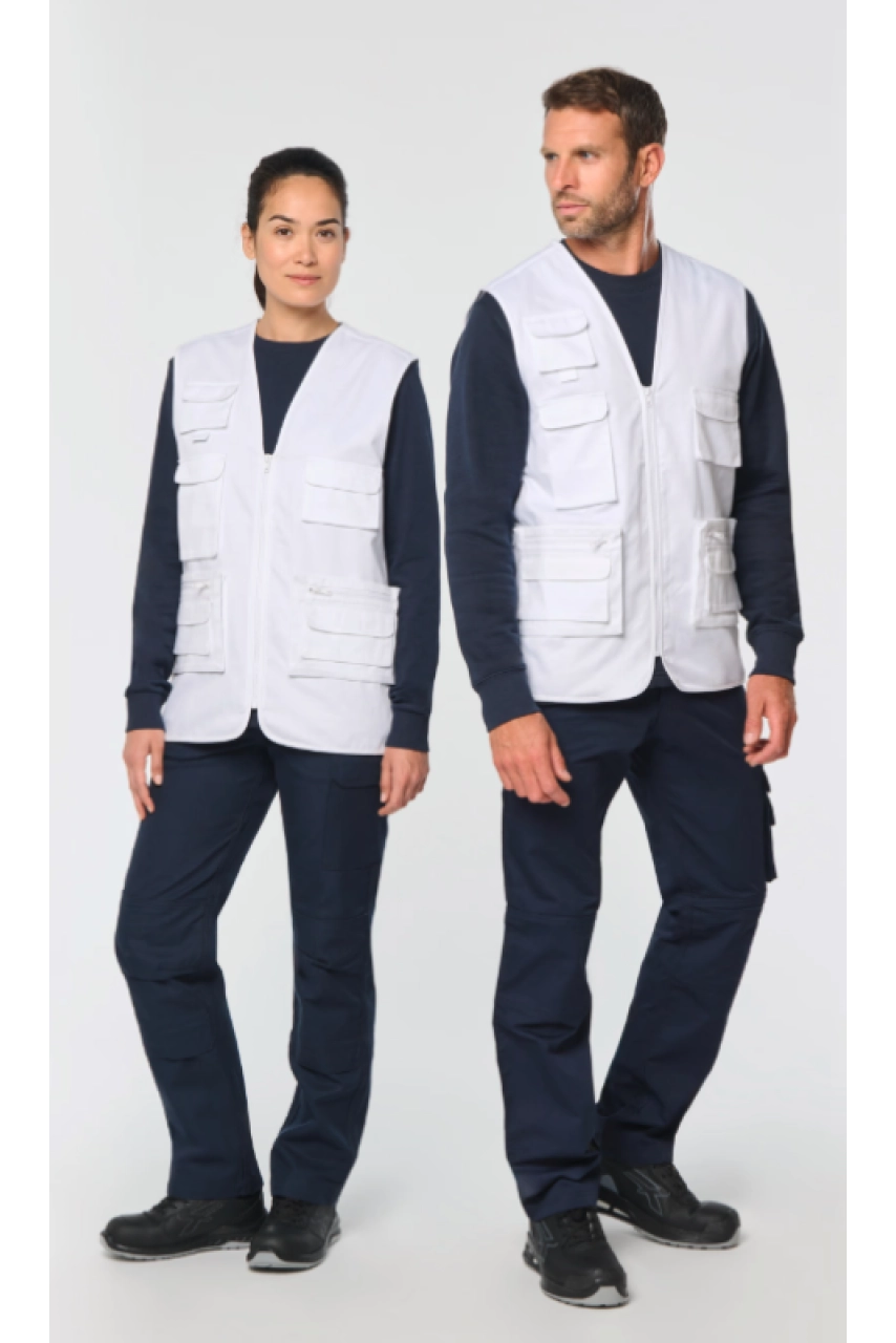 Gilet polycoton multipoches doublé unisexe