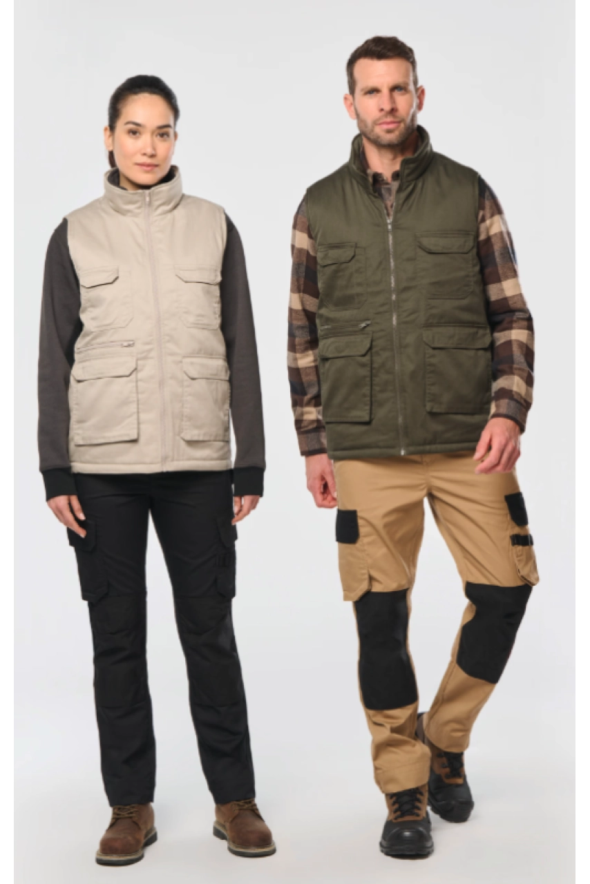 Gilet polycoton multipoches rembourré unisexe