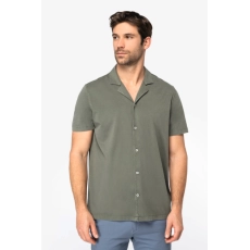 Chemise écoresponsable délavée en jersey manches courtes à col bowling homme