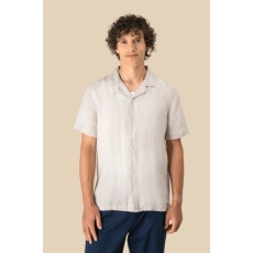 Chemise à col bowling en lin homme