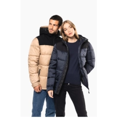 Parka matelassée à capuche bi-ton unisexe