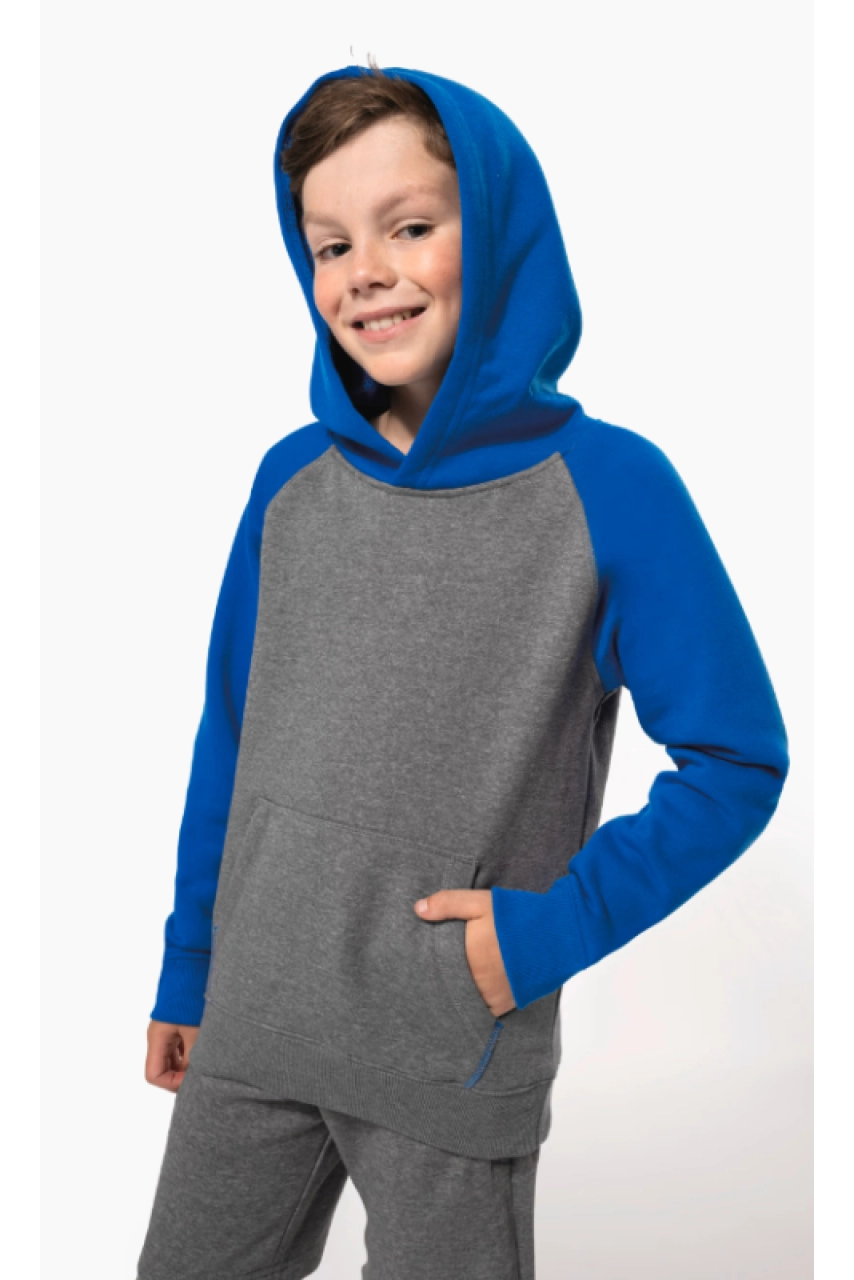 Sweat-shirt capuche bicolore enfant