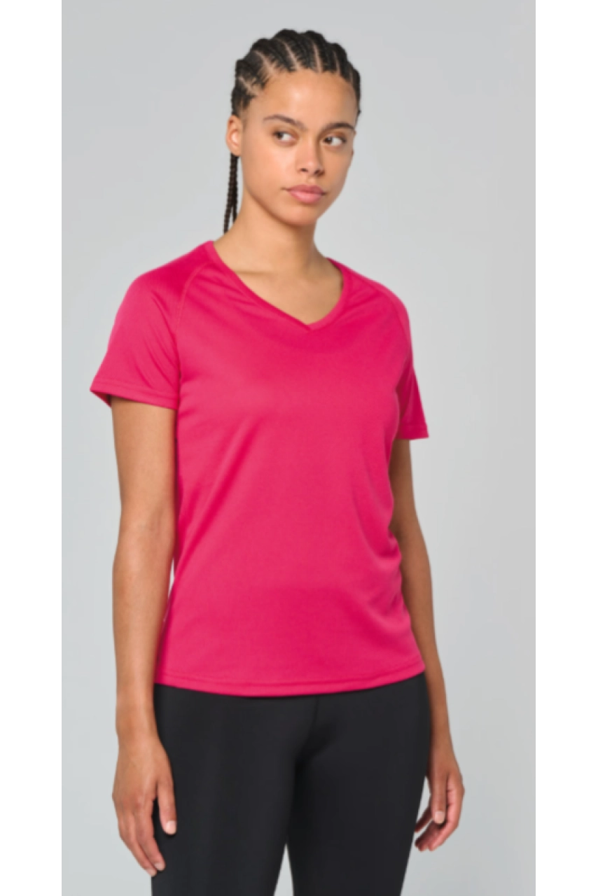 T-shirt de sport manches courtes col v femme