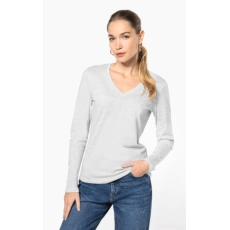 T-shirt col V manches longues femme