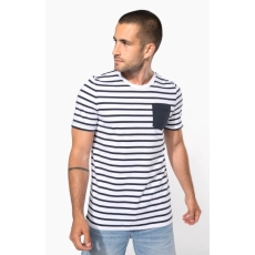 T-shirt rayé marin avec poche manches courtes homme