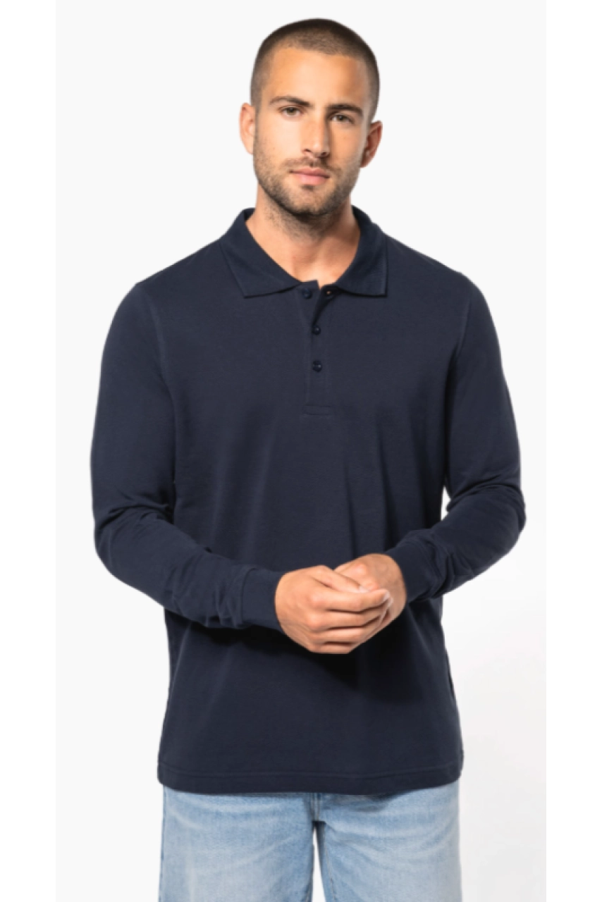 Polo piqué manches longues homme