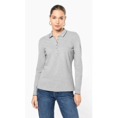 Polo maille piquée manches longues femme
