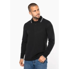 Polo maille piquée manches longues homme