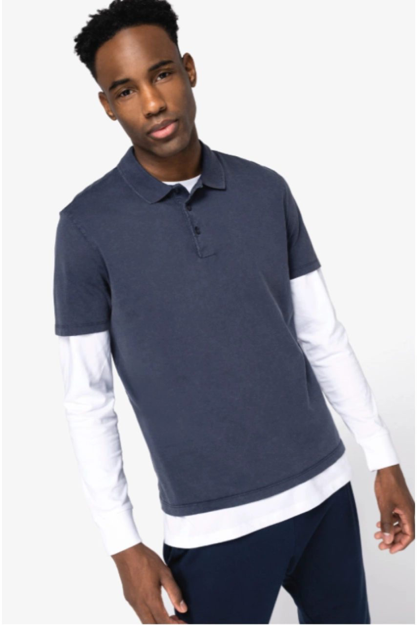 Polo écoresponsable délavé en jersey homme