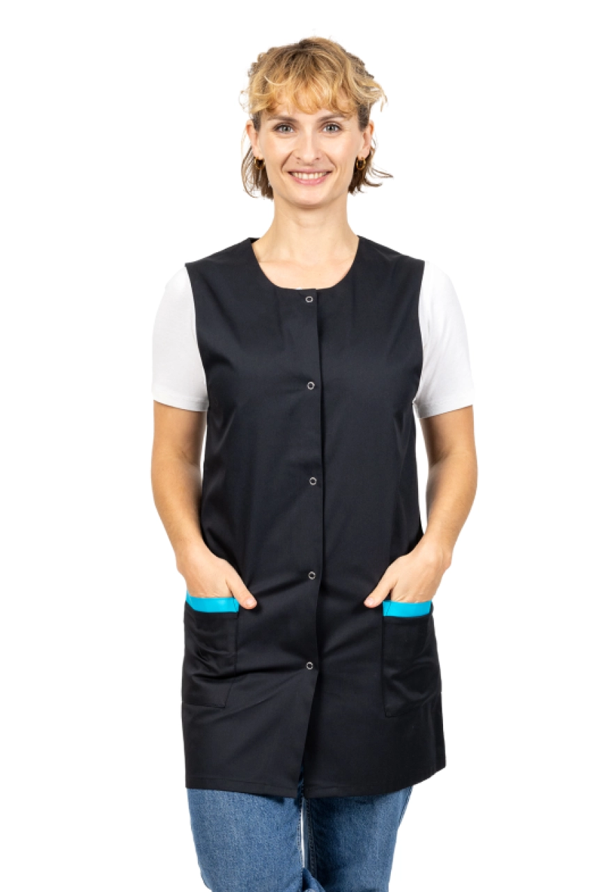 Blouse sans manche Noir/turquoise