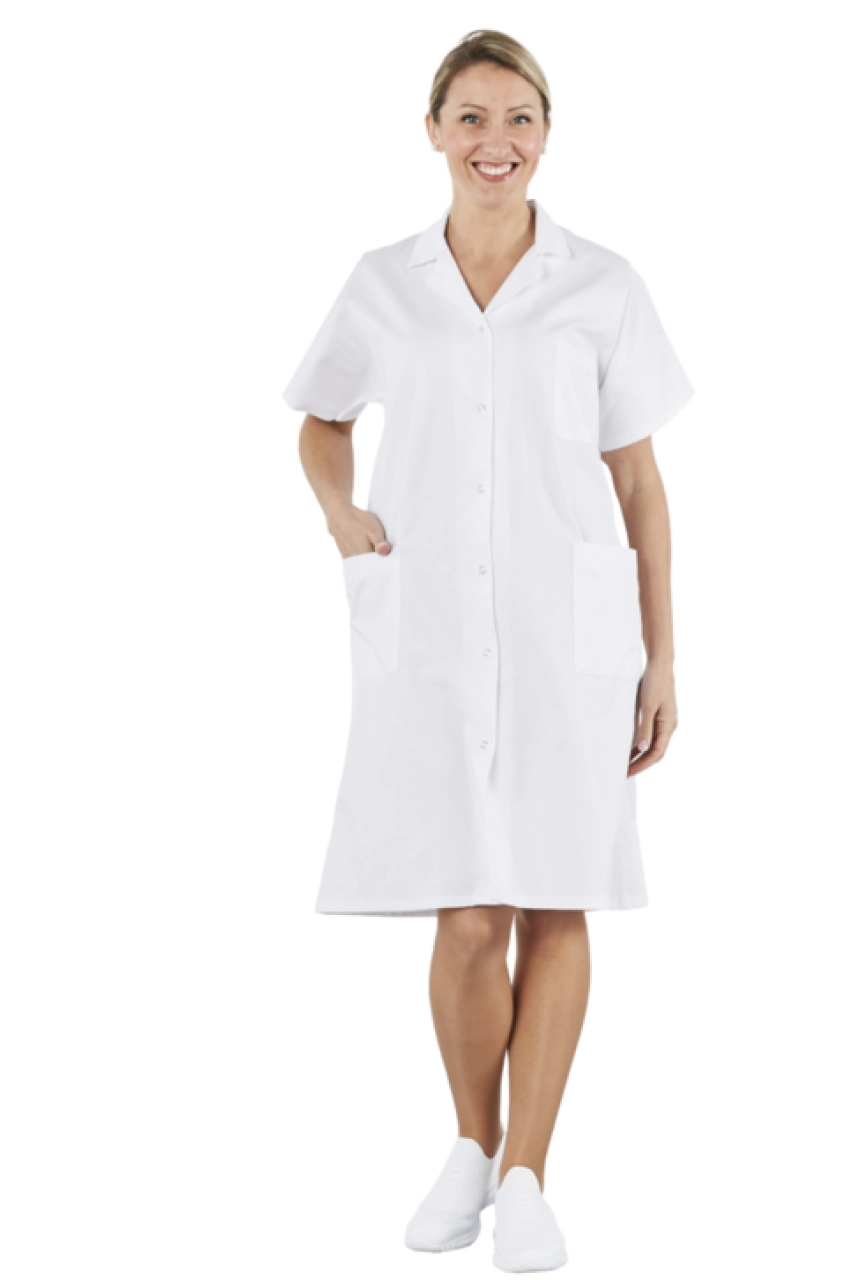 Blouse femme P/C blanc MC pressions
