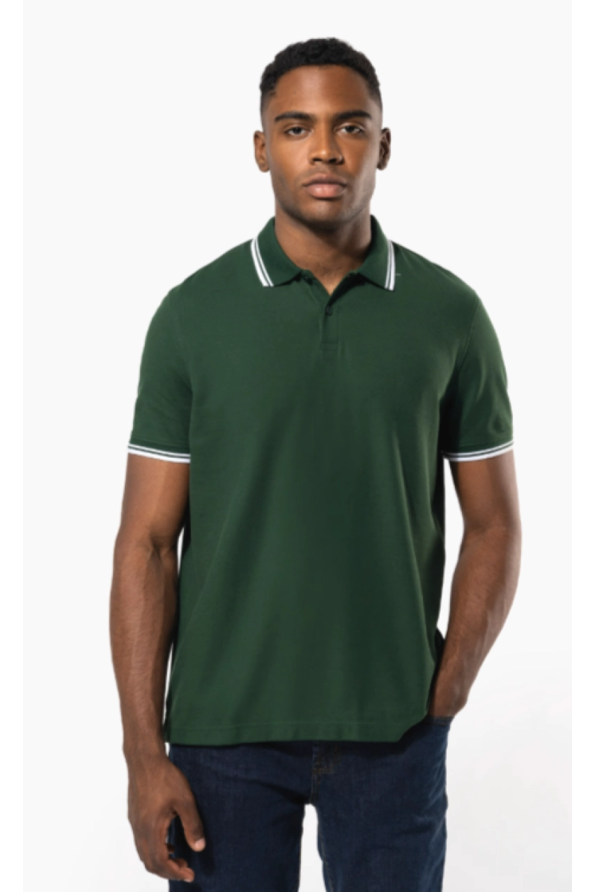 Polo homme manches courtes à liserés contrastés