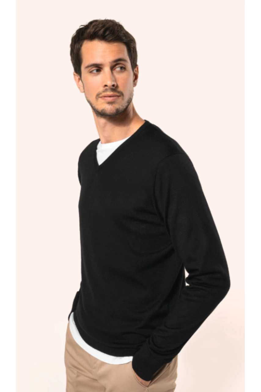 Pull Mérinos col V homme