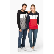 Sweat-shirt tricolore à capuche unisexe