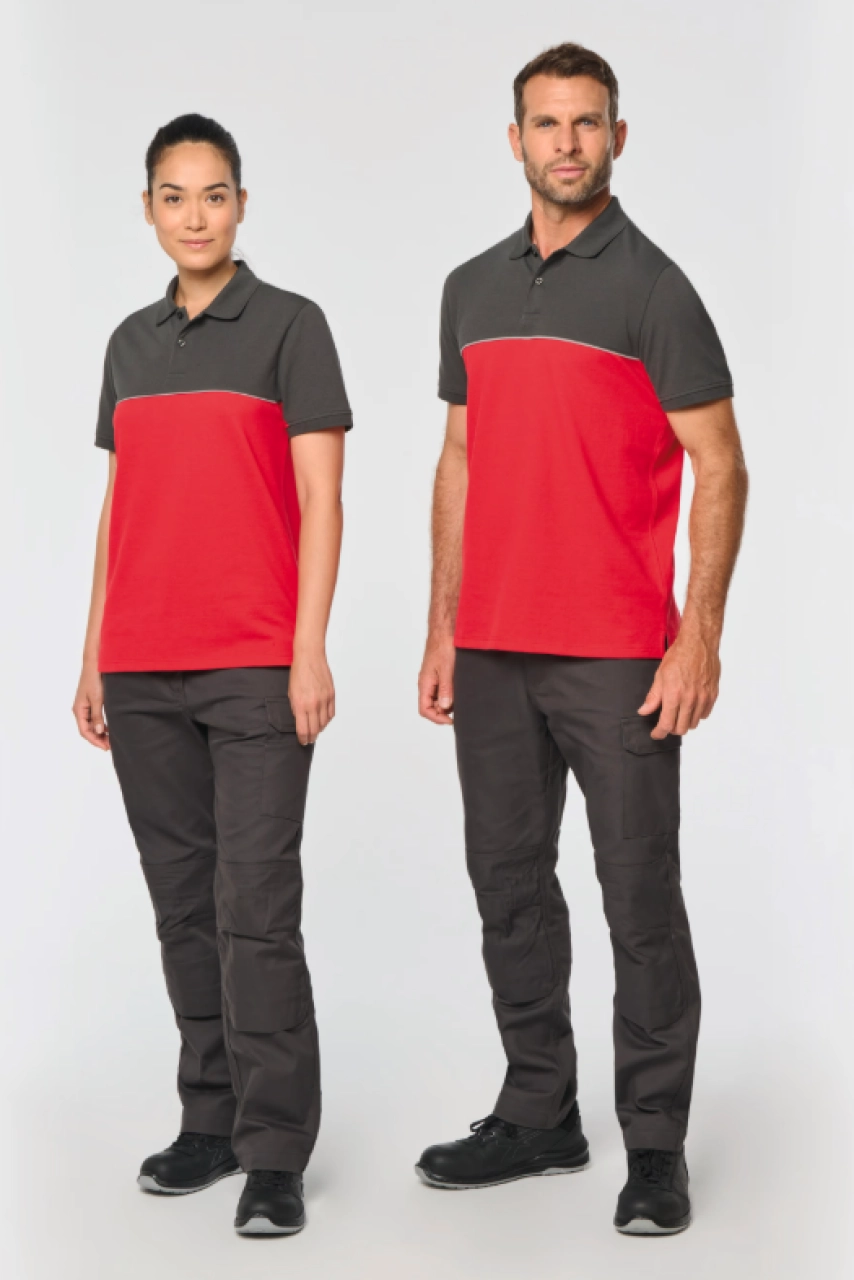 Polo bicolore écoresponsable manches courtes unisexe