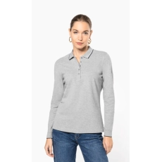 Polo maille piquée manches longues femme