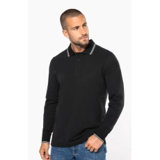 Polo maille piquée manches longues homme