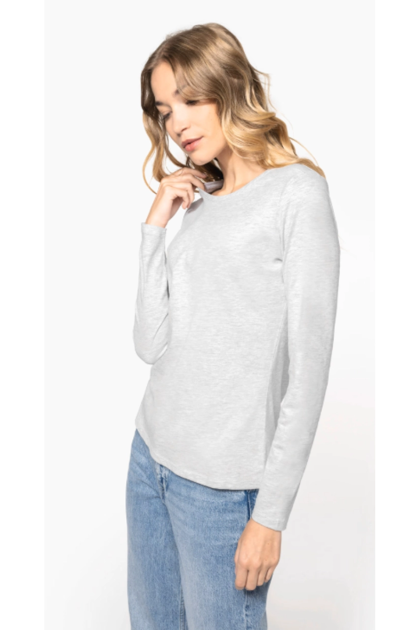T-shirt col rond manches longues femme