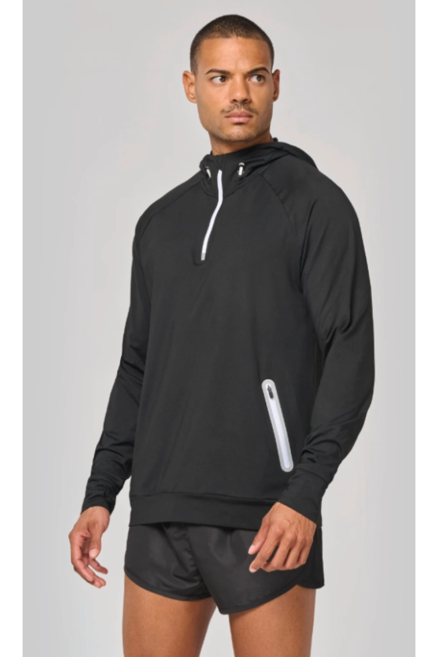 Sweat-shirt à capuche 1/4 zip sport unisexe