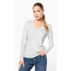 T-shirt col V manches longues femme