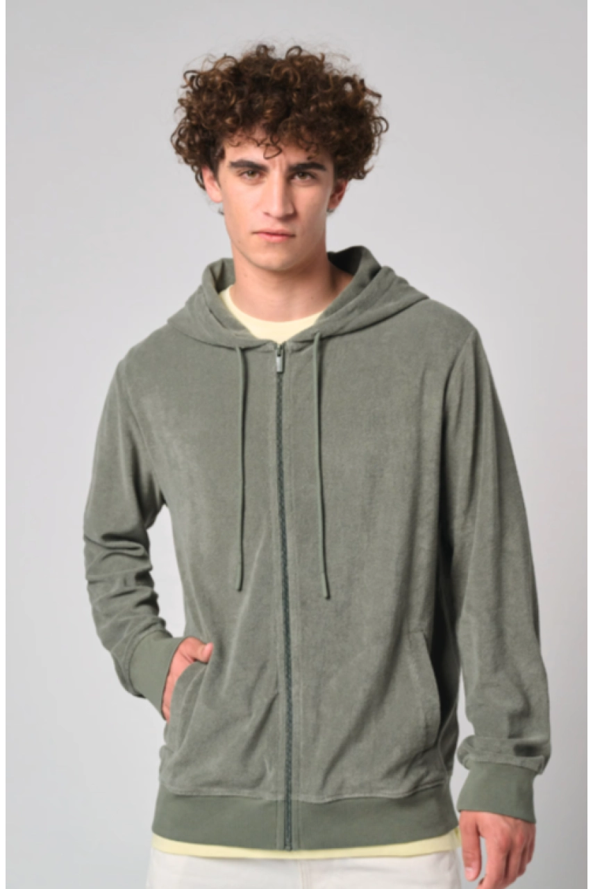 Sweat-shirt écoresponsable en éponge zippé à capuche homme