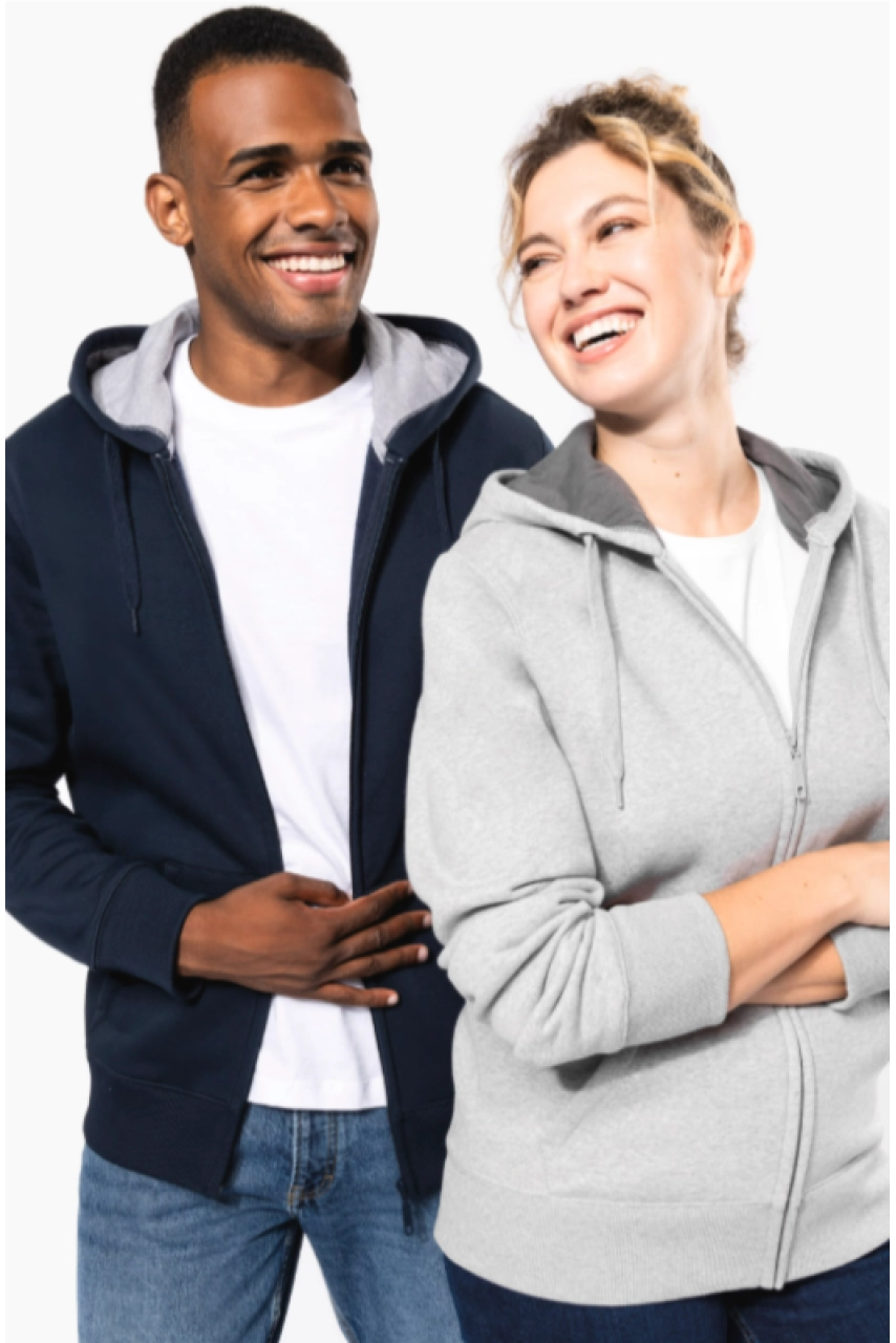 Sweat-shirt zippé capuche unisexe