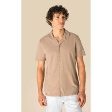 Chemise écoresponsable délavée en jersey manches courtes à col bowling homme