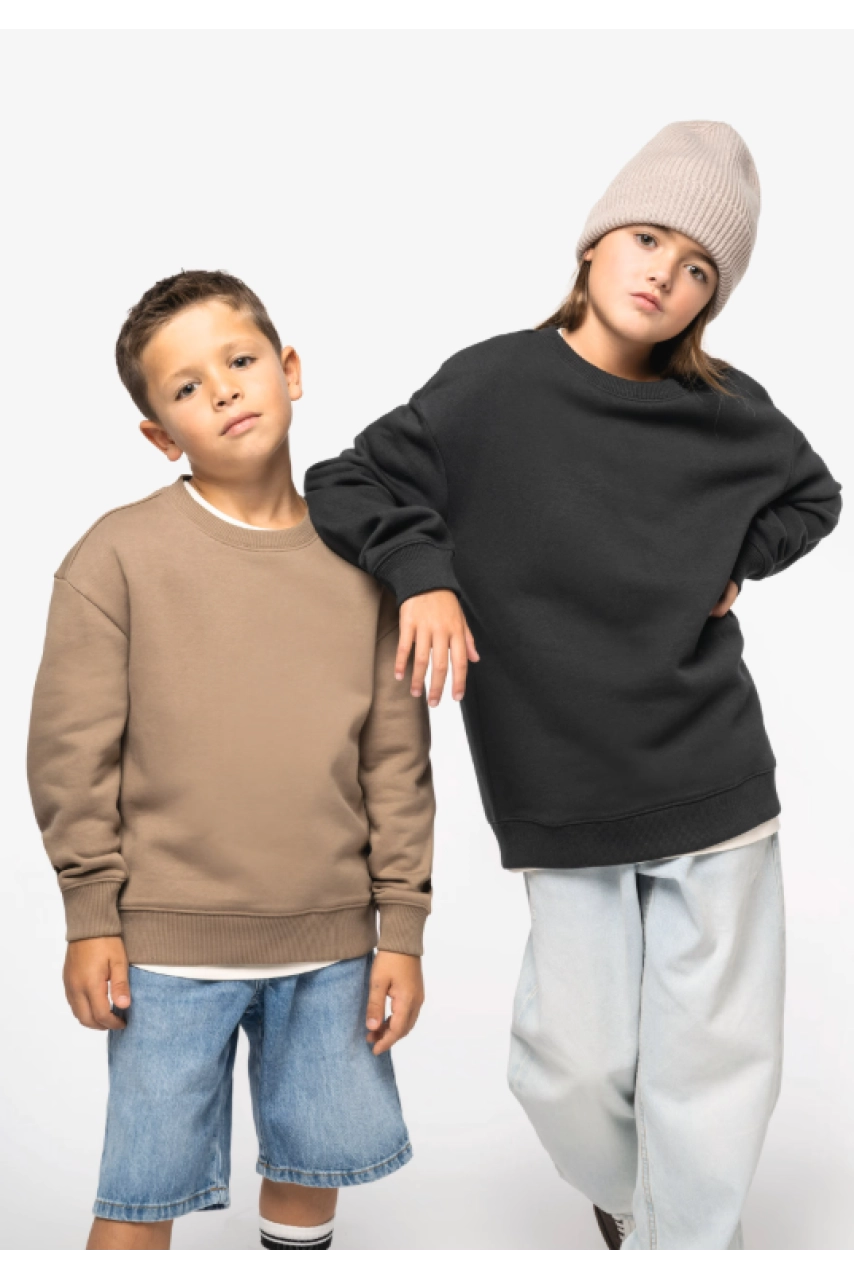 Sweat-shirt écoresponsable à col rond oversize enfant