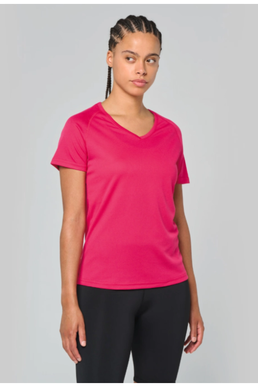 T-shirt de sport manches courtes col v femme
