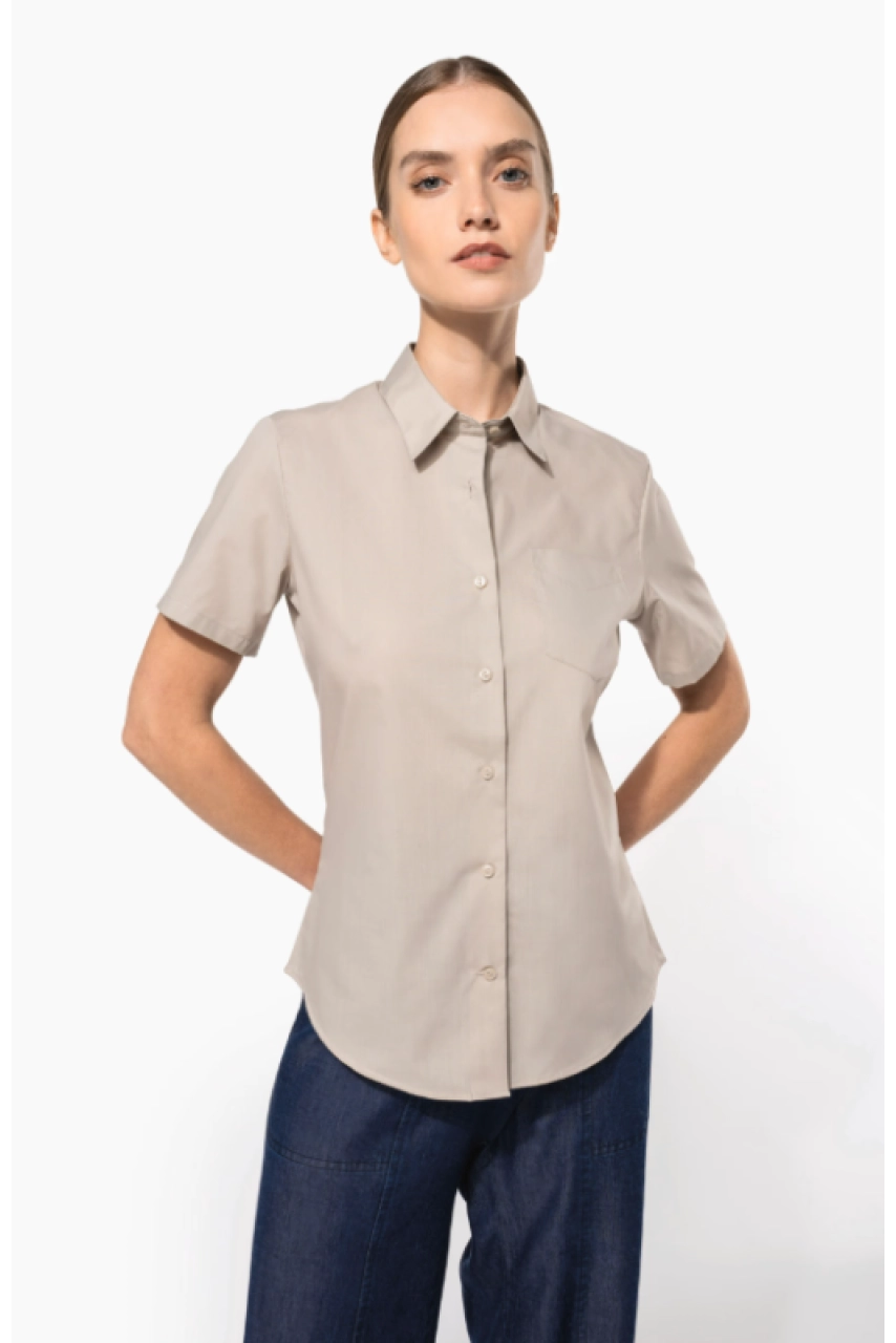 Chemise popeline polycoton manches courtes entretien facile femme