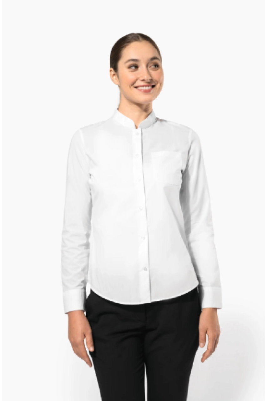 Chemise col mao manches longues femme