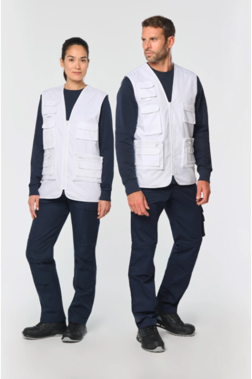 Gilet polycoton multipoches doublé unisexe