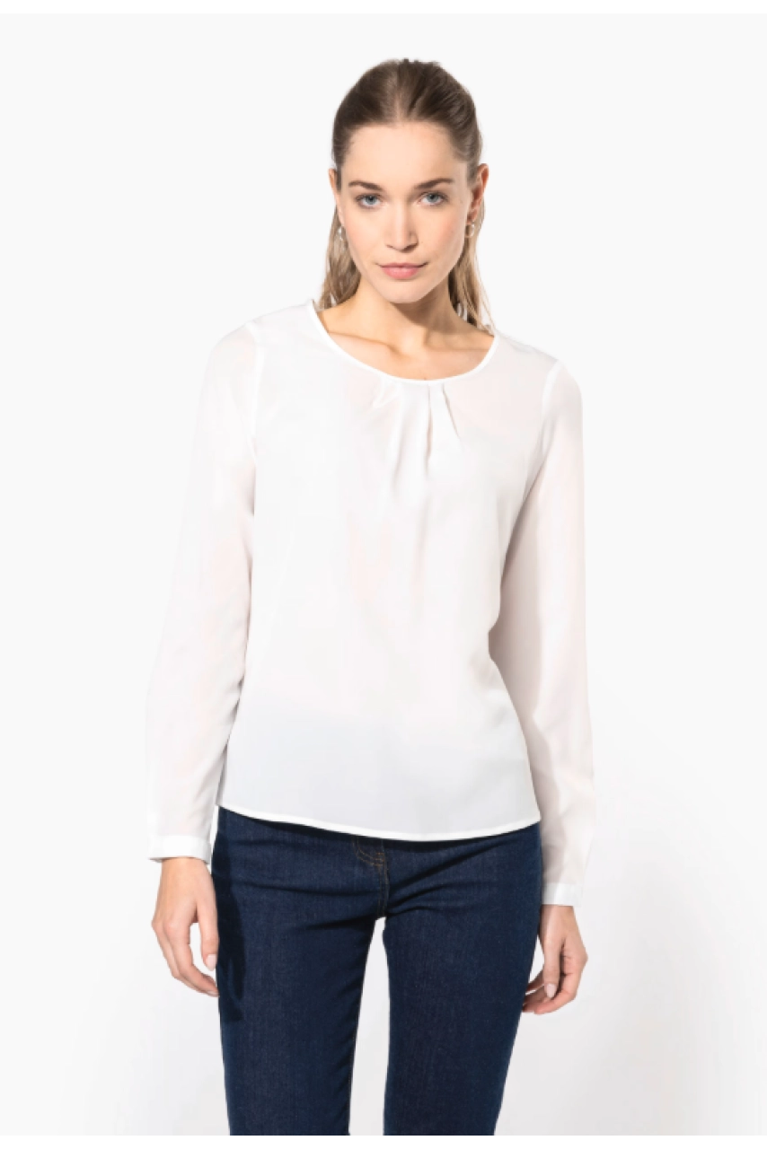 Blouse crêpe manches longues femme