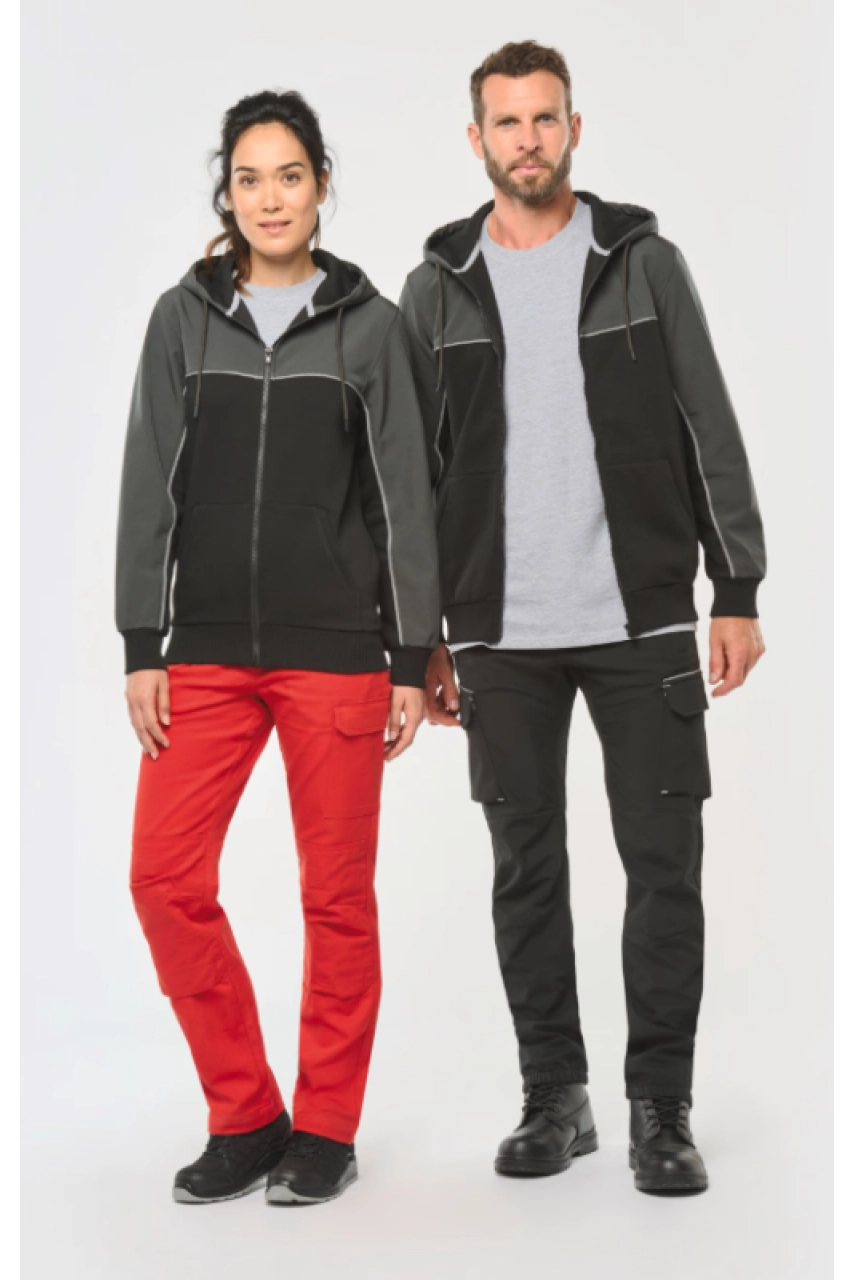 Veste molleton bicolore zippée à capuche écoresponsable unisexe