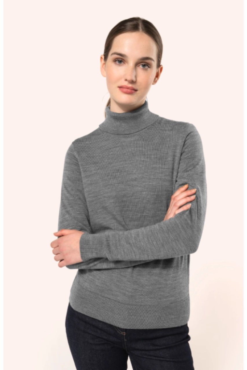 Pull Mérinos col roulé femme