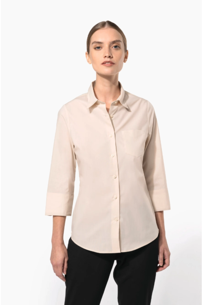 Chemise popeline polycoton manches 3/4 entretien facile femme