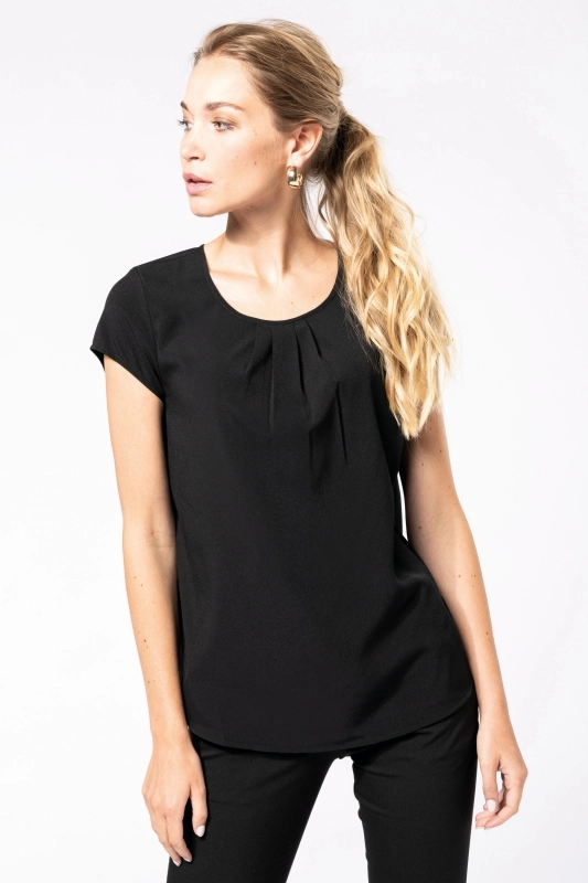 Blouse crêpe manches courtes femme