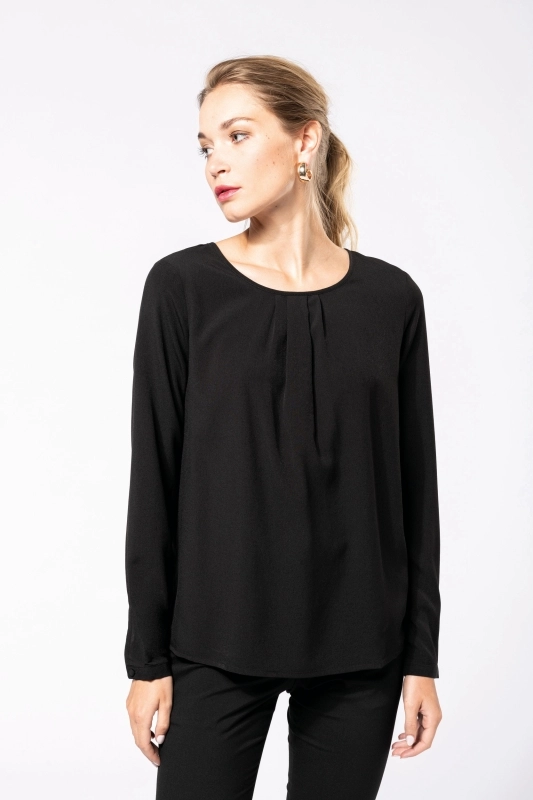 Blouse crêpe manches longues femme