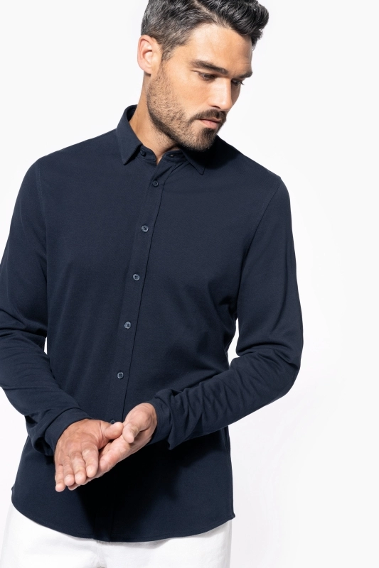 Chemise maille piquée manches longues