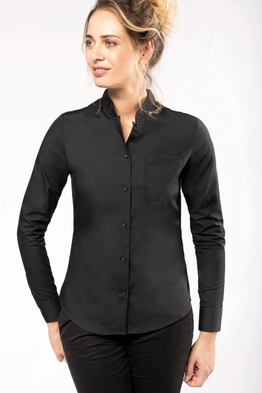 Chemise col mao manches longues femme