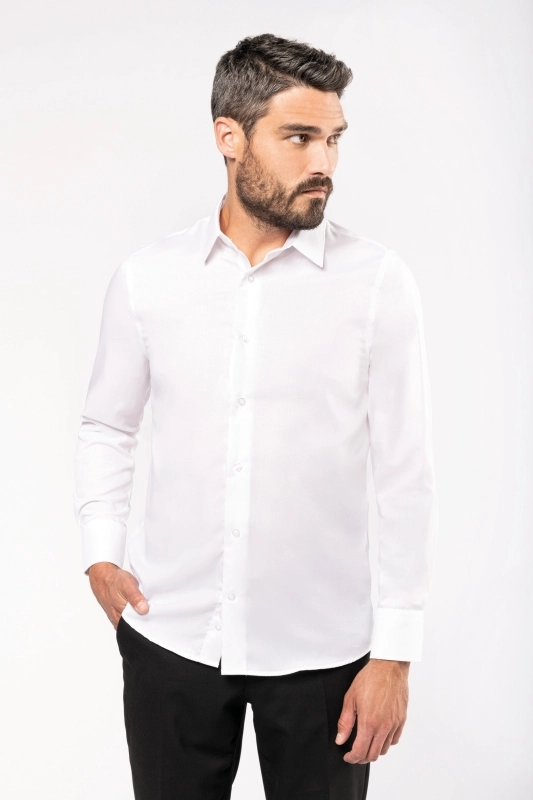 Chemise ajustée manches longues sans repassage